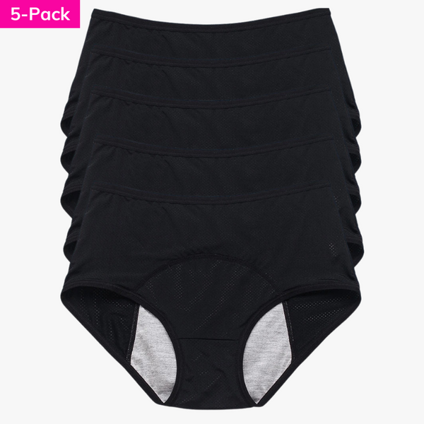 (All Black) Full Coverage Leakproof High Rise Underwear