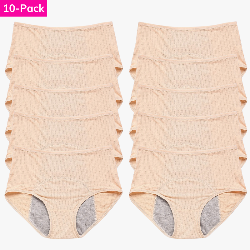 (All Beige) Full Coverage Leakproof High Rise Underwear